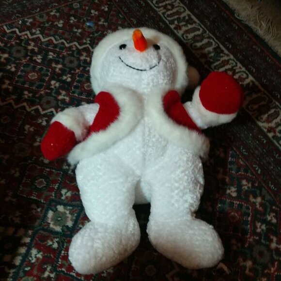 Vtg. Rare CommonWealth Kmart Co White Snowman Fur Green Hat Red Vest 199… - Picture 2 of 16